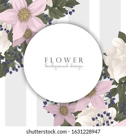 Pink flower boarders - vector frame