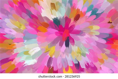 Pink flower brush strokes background. Vector version