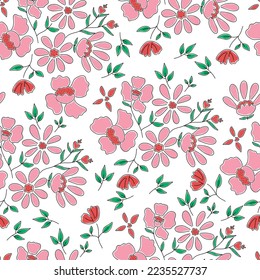 rosafarbene Blüteneimer für Textur, Vektornahtloses Muster. Ideal für Frühjahr- und SommerWallpaper, Hintergründe, Einladungen und Design-Projekte für Verpackungen. Das Blumenmuster-Design.