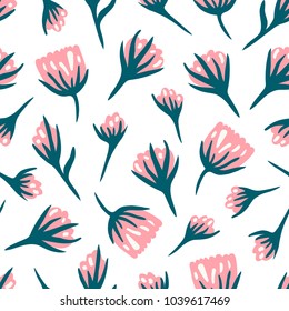 Pink flower buds seamless pattern background. Vector illustration