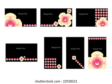 Pink flower business card set - vector