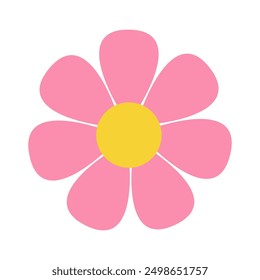 Pink flower chamomile icon. Daisy Camomile set. Simple flat design. Growing concept. Cute round flowers head plant collection. Childish style. Love card sign symbol. Isolated. White background. Vector