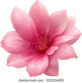 Pink Flower Detailed Hand Drawn Illustration Vector Isolated