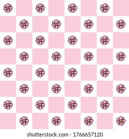 pink flower doodle line vector illustrator Seamless pattern background design wallpaper.