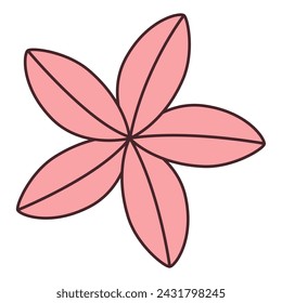 Pink flower. Doodle style isolated on white background. Spring summer seasons design element. Perfect For Poster Invitation Tshirt Print or Greeting Card. Trendy flat vector illustration 
