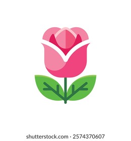 pink flower flat icon vector illustration