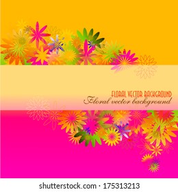pink flower frame bright orange. Vector