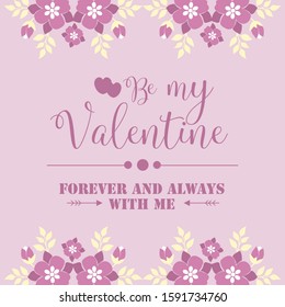 Pink flower frame decoration, romantic, for greeting card happy valentine. Vector