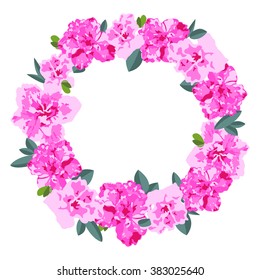 pink flower frame, floral wreath circle frame, isolated vector