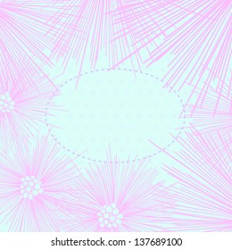 Pink flower frame  on  polka dot background. Perfect for invitations or announcements.