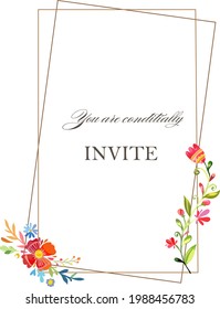 pink flower frame on  white background Vector for wedding invitation 
