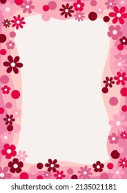 Pink flower frame vector background for decoration on Valentine's day, wedding, garden and Beauty concept.