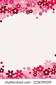 Pink flower frame vector background for decoration on Valentine's day, wedding, garden and Beauty concept.