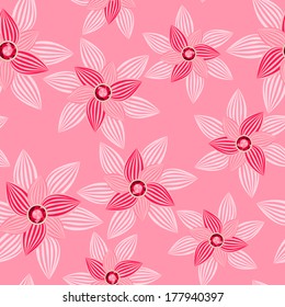 pink flower with gemstone seamless pattern. EPS 10. No transparency. No gradients.