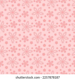 Pink Flower with Geometric Style Seamless Pattern, Ideal for Fabric Garment, Ceramics, Wallpaper. Vector Illustration.