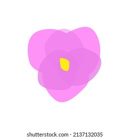 Pink flower with a golden center icon. Watercolor rose flower vector icon. Stylish flower in a flat style. Vector illustration. Decorative flower.