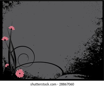 Pink flower gray background 4 - vector