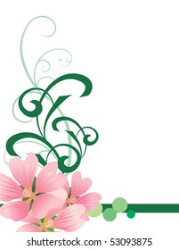 pink flower with green flourishes