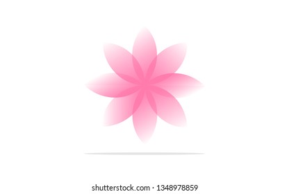 Pink flower with grey shade vector on white background for commercial use