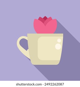 Pink flower growing from a teacup representing creativity and growth