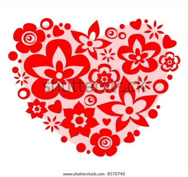 Pink Flower Heart On White Background Stock Vector (Royalty Free) 8570740