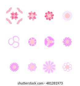 pink flower  icon  set  vector eps.10