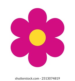 Pink Flower icon. Simple flower Vector illustration isolated on white background. Purple magenta flower icon sign, cute floral design for card, web, poster, print.