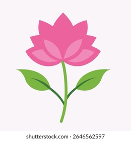 Pink Flower Icon Vector on White Background