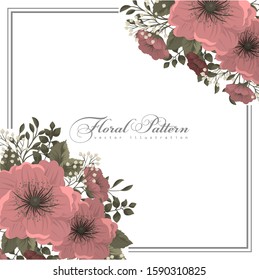 Pink flower illustration - floral frame