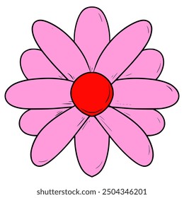 pink flower illustration hand drawn isolated vector