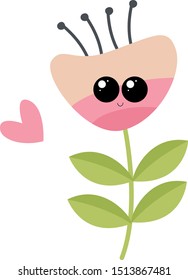 rosafarbene Blume, Vektorgrafik auf weißem Hintergrund.