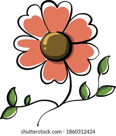 Pink flower, illustration, vector on white background.