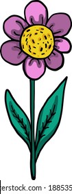 Pink flower , illustration, vector on white background