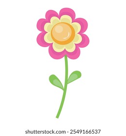 Ilustración de flor rosa con núcleo amarillo