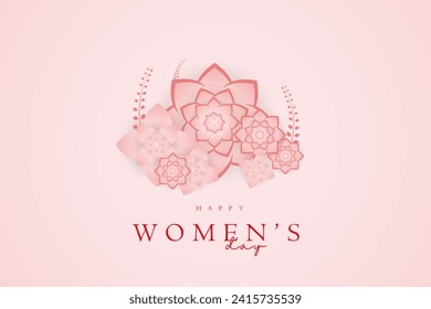 pink flower for International women's day floral decorations on gradient pink background used in Greeting card on pastel pink color