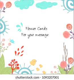 Pink flower invitation card illustration on a white background.