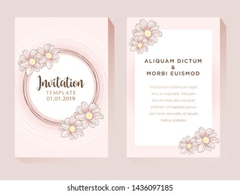 Pink Flower Invitation Design Template