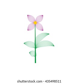 Pink flower with leaves sign pattern. Template for prints. Set of flowers isolated on white background. Fashion and modern design. Abstract stylish design. Vector illustration.