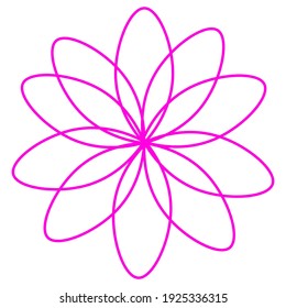Pink flower in line style. The element is isolated, on a white background.