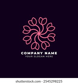 Pink Flower Logo. Beauty parlour flower logo design and beauty care