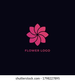 Pink Flower logo in dark blue background