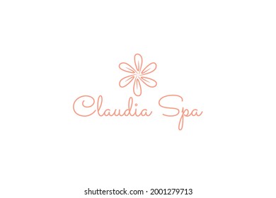 diseño con logotipo de flor rosa para spa y salón de belleza.