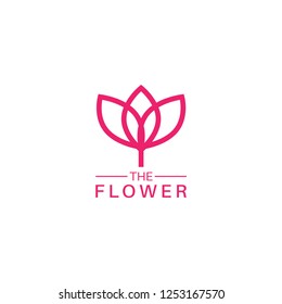 Pink flower logo design template vector