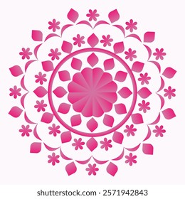 pink flower mandala design and white background and ornamental ornament