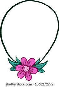 Pink flower necklace, illustration, vector on white background.