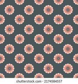 Flor rosa sobre fondo gris simple patrón transparente para el diseño textil