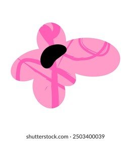 Pink flower on white background. Trendy flat style. Hand drawn illustration. Doodle.