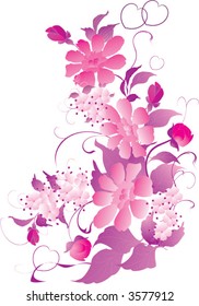 pink flower ornament on white background