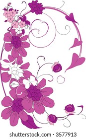 pink flower ornament on white background