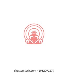 pink flower ornament vector logo design simple heart love romantic jewel spa hotel shop salon bank business decoration floral